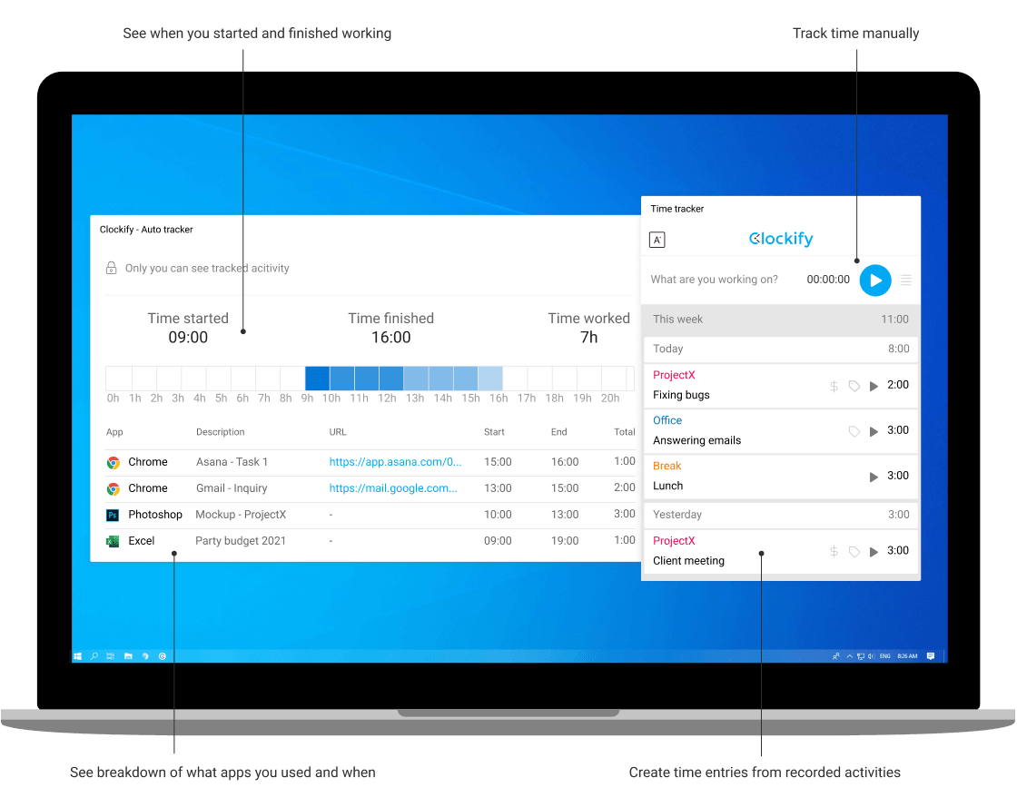 Clockify Auto tracker feature