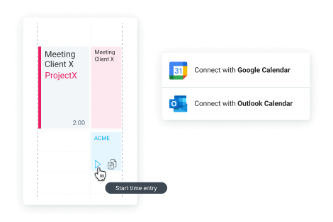 Google and Outlook Calendar sync with Clockify Calendar