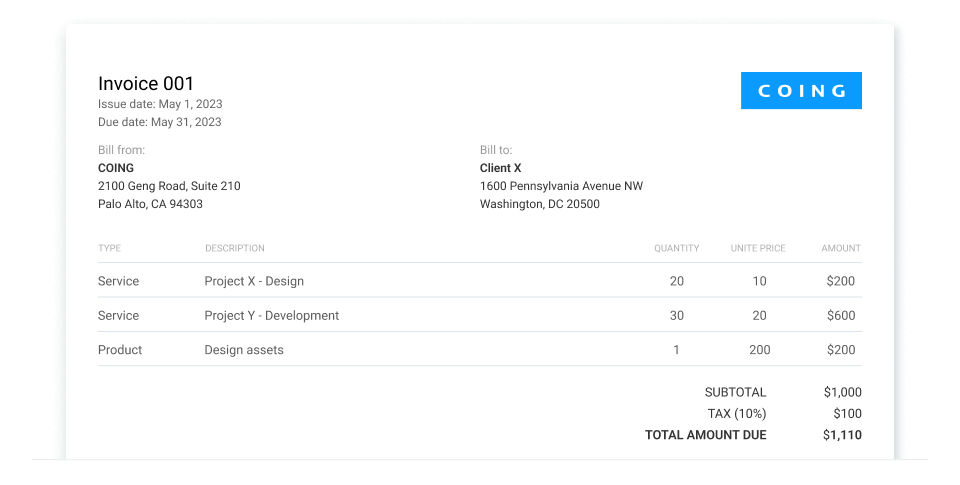 Downloading created invoice