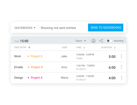 QuickBooks integration - transfering entries