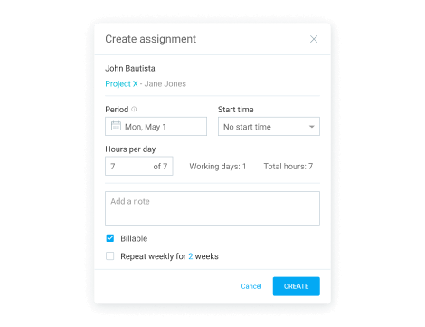 Scheduling feature - creating assignments