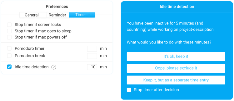 Turn on Idle detection in Preferences