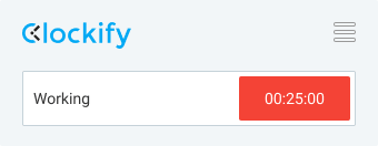 Pomodoro timer - work timer at 25 minutes
