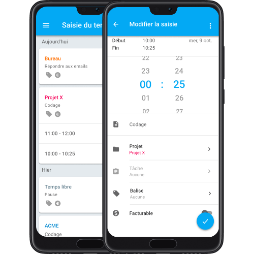 Appli mobile de suivi du temps pour Android et iPhone